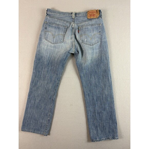 Levis 501 Jeans 34x27 Blue Button Fly Regular Fit Straight Leg Light Tag 34x30 - Picture 3 of 15